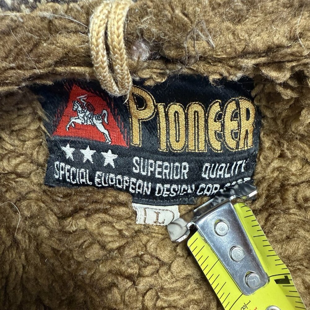VTG 70s Pioneer Jacket Western Boho Cowboy Herringbone Wool Lined L 20x27.5 - Picture 10 of 14
